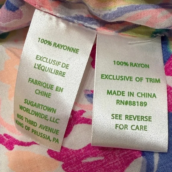 Lilly Pulitzer Alanna “Tipping Point” Pink and Blue Floral Blouse/Tunic/Top Med - Picture 12 of 15